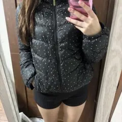 ブラックドットキルティングダウンジャケット