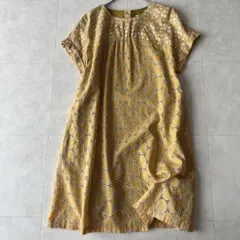 Jocomomola ホコモモラ 刺繍ドット切替ワンピース イエロー 40
