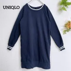 UNIQLO ユニクロ スウェットワンピース S ネイビー ミニ丈 ラグラン袖