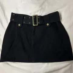 黒いデニムミニスカート ベルト付き