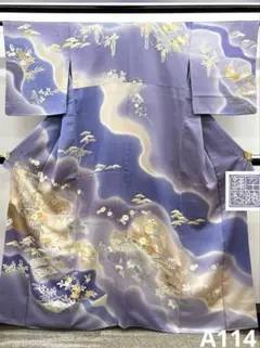 龍 訪問着 総柄 豪華 銀通し 仮絵羽 未仕立て品 八掛付き 正絹 K468 
