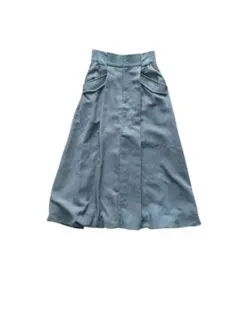 ブルーグレーバルーンロングスカート サテン裏地付き COTORICA.