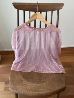 美品　ビュルデサボン 丸襟 シアーブラウス ピンク 半袖のサムネイル