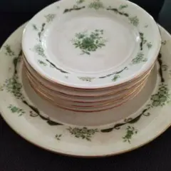 白✕緑柄　プレートセット