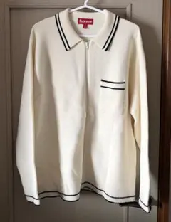 Supreme zip up polo sweater white small - メルカリ