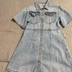 【130cm】ZARAキッズ デニム半袖ワンピース ザラキッズ女の子