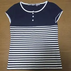 MARY QUANT ネイビー ストライプ Tシャツ