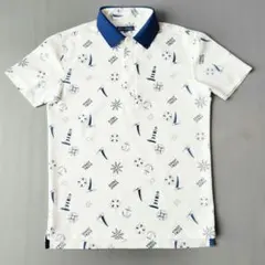 【極美品】23区GOLF ゴルフウェア ポロシャツ マリン総柄 ホワイト M