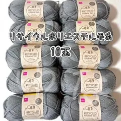 ダイソー　リサイクルポリエステル毛糸　アッシュグレー　灰色　10玉　編み物　手芸