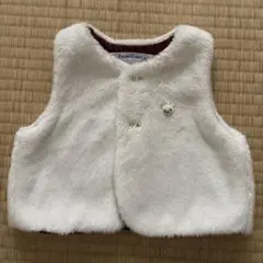 ファミリア　リバーシブルファーベスト　赤系チェック柄　70