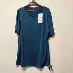 新品未使用　二の腕をカバーするフレア袖Tシャツ　ターコイズ　3L Tシャツ