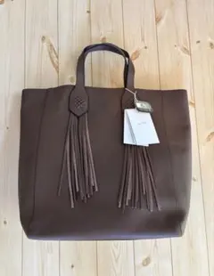 極美品 本革 タッセルトートバッグ ブラウン オシャレ定価18000円 