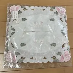 シ*リ様 新品未使用　ホワイト花柄刺繍ティッシュカバー