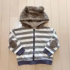 オーガニックコットン ストライプ フード付きアウター 95サイズ