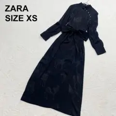 ZARA ザラ　ゼブラ柄ジャカードワンピース　チャイナ風　マオカラー（593）