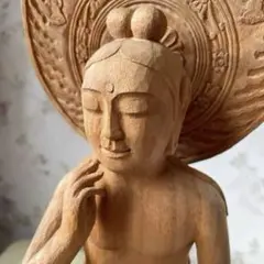 一刀彫 頬杖仏陀 25cm 仏像 仏陀 ブッダ 仏像の置物 瞑想