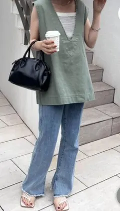 DISCOAT 】USコットンフリンジ深Vベスト