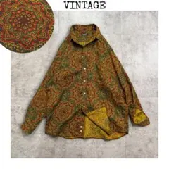 90s【vintage】ChristianDior★幾何学シャツ★L★総柄★