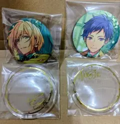 あんスタfine天祥院英智と伏見弓弦缶バッジ 2個セットと専用サイン入りカバー