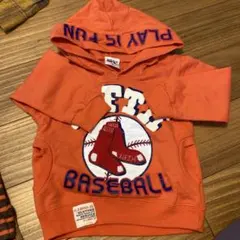 オレンジ色 フード付き トレーナー S