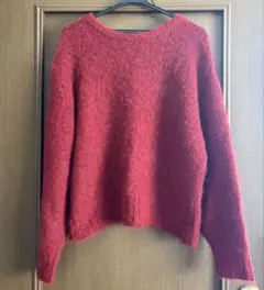 バーガンディ ふわふわニット Lサイズ