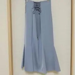 ミッシュマッシュ　バックレースアップサテンマーメイドスカート　ブルー