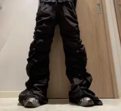 テック グランジ y2k シャーリング フレア バギー ナイロン archive