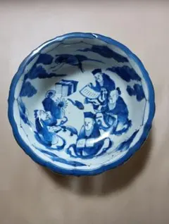 古伊万里 色絵 柘榴 向付 陽刻 猪口 江戸時代 骨董 金継ぎ