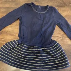 プチバトー⭐︎ネイビー 長袖カットソー ストライプ　12m