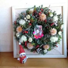 サラダ様専用＆グリーンと木の実小花のラウンドリース　クリスマスリース