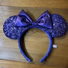 ディズニー紫色スパンコールミニーマウス耳カチューシャ