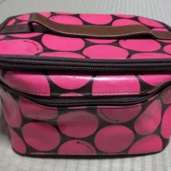 マリー・クワント　ピンクブラウンドットバニティポーチ