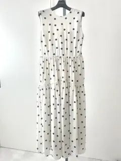 ミラオーウェン　ドットノースリーブロングワンピース　ホワイト　1
