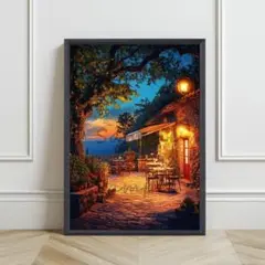 【風水アート】地中海・夕暮れのテラス　 作品番号:118