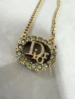 Dior　ネックレス　CD ロゴ　ラインストーン　刻印　サークル