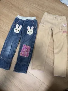 難あり！　ミキハウス うさぎ刺繍パンツセット