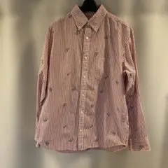 日本製 Papas ＋ パパスプラス 犬&ロゴ刺繍のボタンダウンシャツ DOG