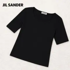 美品 ジルサンダー イタリア製 ワイドUネック 半袖 ストレッチTシャツのサムネイル