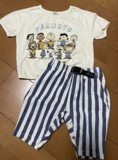 ベビー8090半袖Tシャツ ストライプパンツ ２枚セットスヌーピー ブリーズのサムネイル