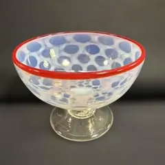 マ*坊様 レトロ ウランガラス コンポート ガラス鉢 フリル ピンク