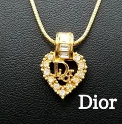 美品✨ディオール、Diorロゴラインストーンハートレディースネックレス_161