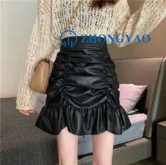 決算セール◆ミニスカート　レディース　レザー　ひざ丈　ドレス　韓国 262