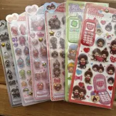 国内正規品！もんちっち　シール　6種セット　うるちゅる　平成はっぴ〜フォン