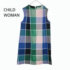チャイルドウーマン　CHILD WOMAN チェックノースリワンピース　ブルーのサムネイル