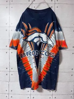 NFL ブロンコス チーム Tシャツ 両面プリント 海外古着 タイダイ染