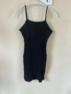 SHEIN ブラックリブキャミワンピース Mサイズ 黒　【166】
