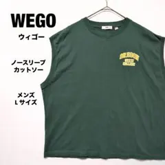 WEGO USA FABRIC ノースリーブ カレッジロゴ グリーン Lサイズ