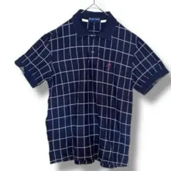 PEARLY GATES チェック柄ポロシャツネイビー（1.S）ゴルフ半袖メンズ