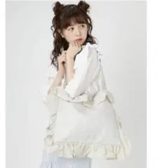 新品　未使用　merry jenny フリルトートバッグ グレー メリージェニーのサムネイル