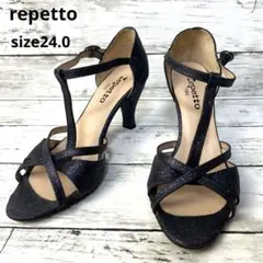 repetto レペット　Tストラップ　ハイヒール　パンプス　ラメ　24.0のサムネイル